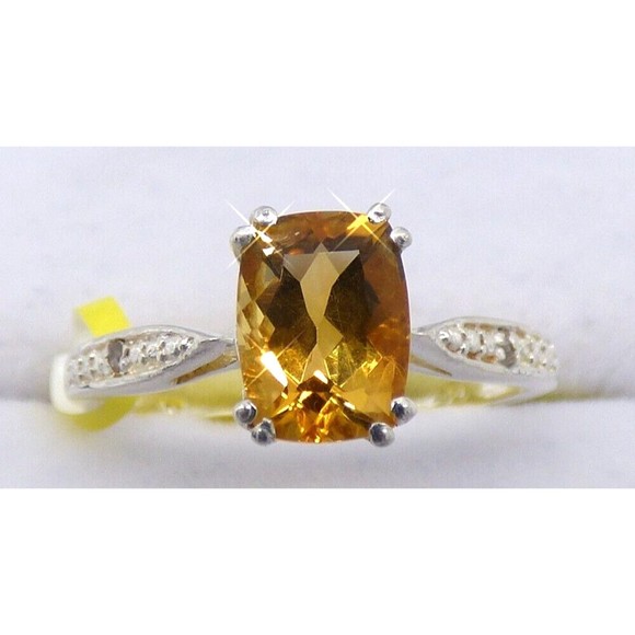 Chuck Clemency Yellow Citrine Gemstone Ring Solitaire Sterling Silver 925 Size 7 - Picture 12 of 16